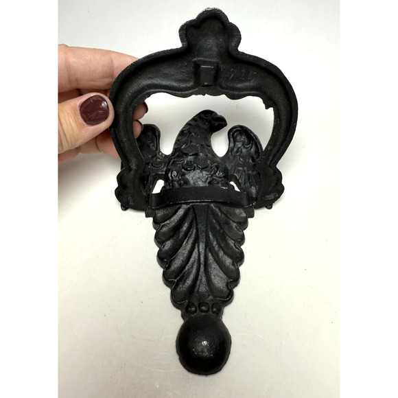 Vintage Black Cast Iron American Eagle Door Knocker #715 Federal United States - Picture 2 of 3